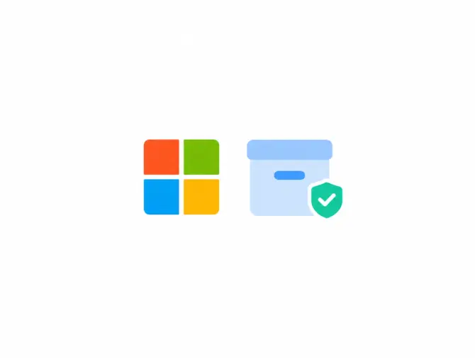 Minimalistische headerafbeelding met een Microsoft-logo en een archieficoon met vinkje, als symbool voor het veilig opruimen en archiveren van oude Teams- en SharePoint-sites