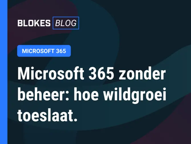 Visuele weergave van een Microsoft 365-omgeving die zonder doorlopend beheer uitgroeit tot overlappende opslag en onduidelijk eigenaarschap