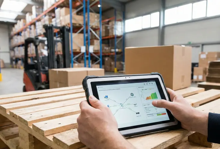 BLOKES IT engineer voert netwerkmeting uit op locatie in logistiek magazijn Ridderkerk