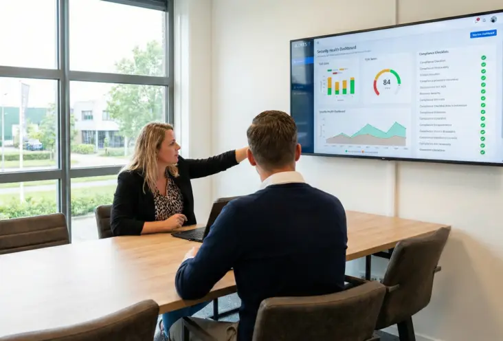 Overleg over cybersecurity strategie en compliance tussen BLOKES IT adviseur en ondernemer in Hendrik-Ido-Ambacht