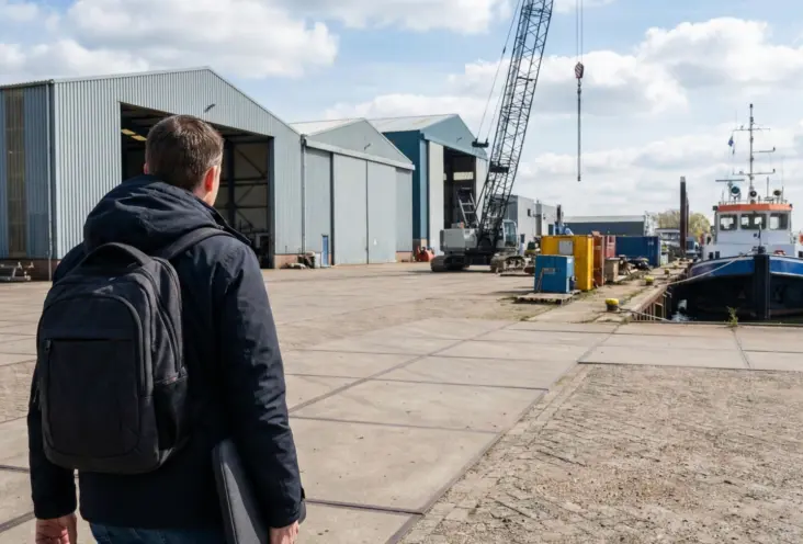 IT engineer van BLOKES IT onderweg naar een klant op bedrijventerrein Nijverwaard in Sliedrecht