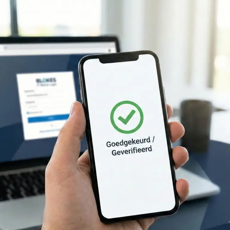 Beveiligd inloggen met twee-factor authenticatie op smartphone voor veilige cloud werkplek bij BLOKES IT